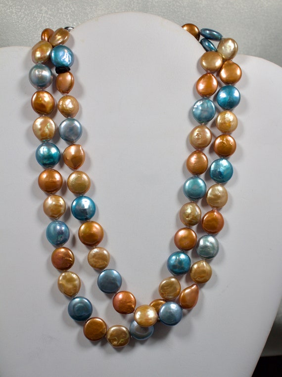 Vintage Honora Bronze Series Coin Pearl Necklace, 