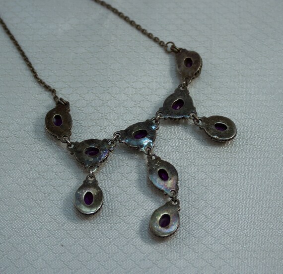 Victorian Inspired 1980's Sterling Faceted Amethy… - image 4