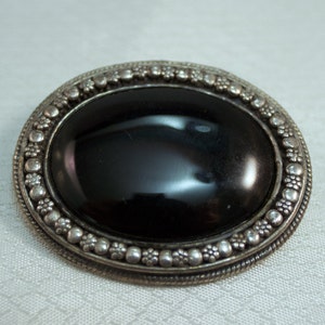 Victorian Era Sterling and Onyx Pendant/Brooch
