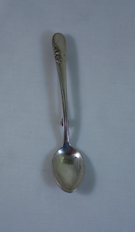 Vintage Miniature Spoon, Sterling Brooch, Spoon Br