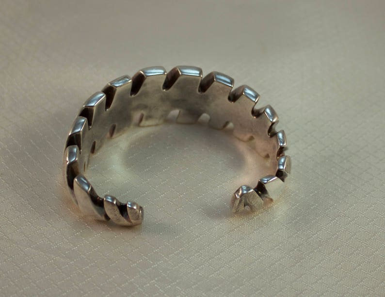 Italian Designer Brushed Sterling Modernist Cuff Bracelet 7-7-14 Bracelet