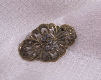 c1900 Victorian Brass Brooch, Signed PGP