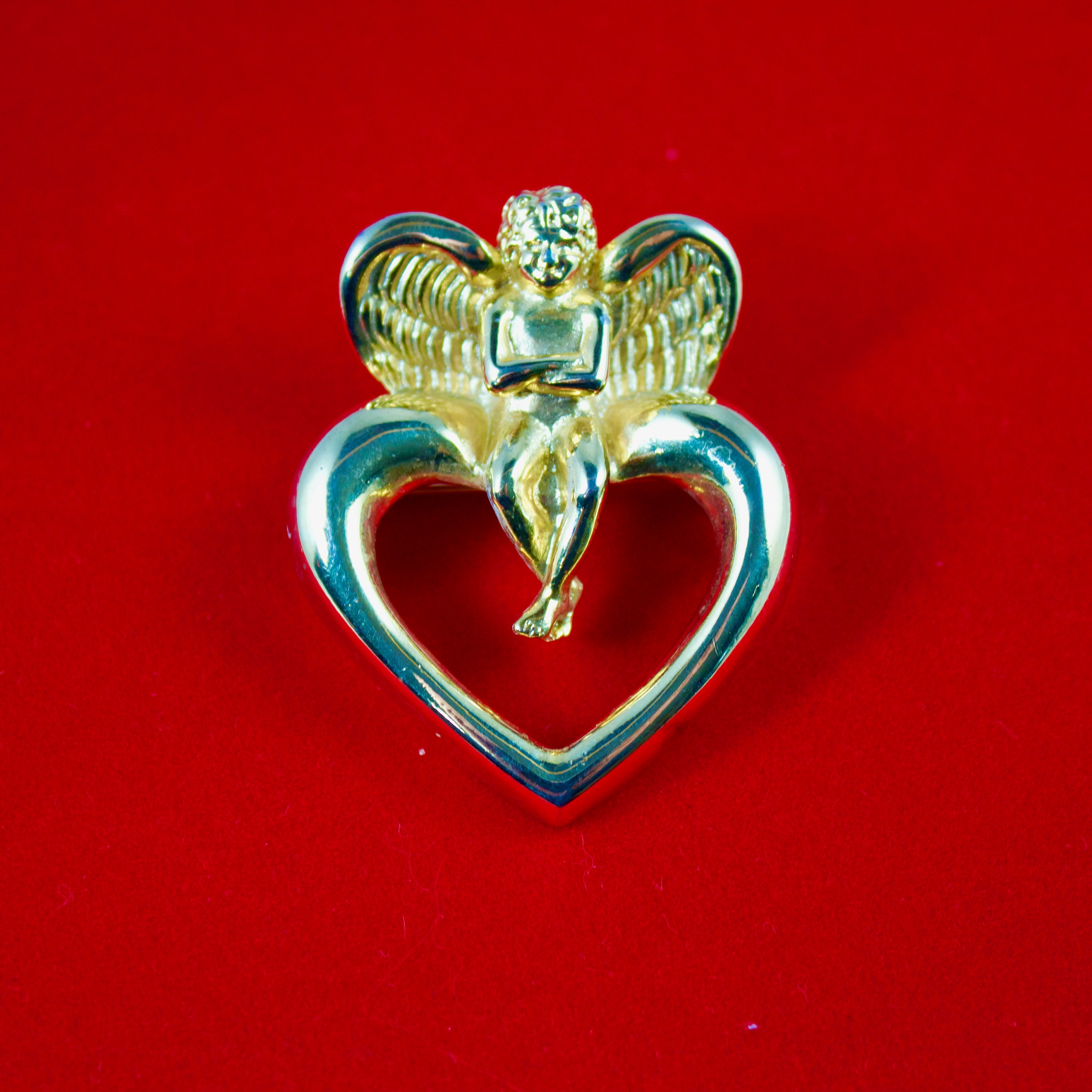 【超希少】GIVENCHY ハート ロック ヴィンテージ ブローチ ゴールド Givenchy 1980's Gold Plated Cupid and Heart Brooch - Etsy
