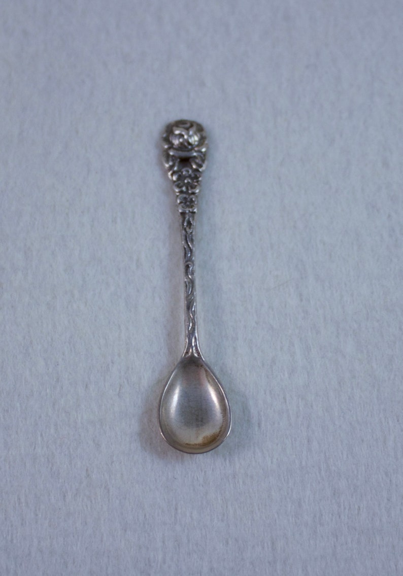 Sul Victorian Germany ALBO Sterling Salt Spoon with Rose Design