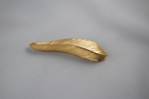 c1980's Christian Dior Gold Plated Feather Plume … - image 2