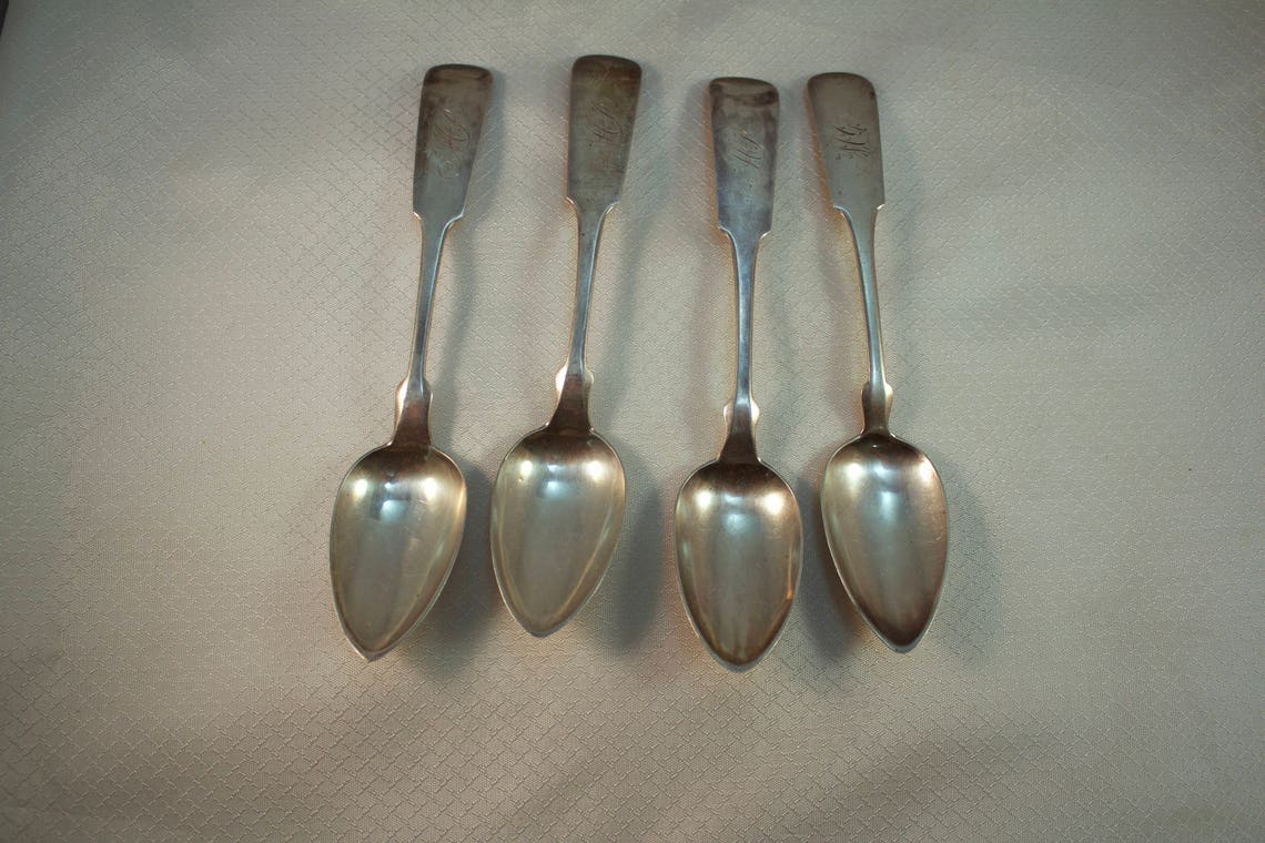 Early 1800's Coin Silver Spoon Set 4 Coin Silver Spoons Etsy
