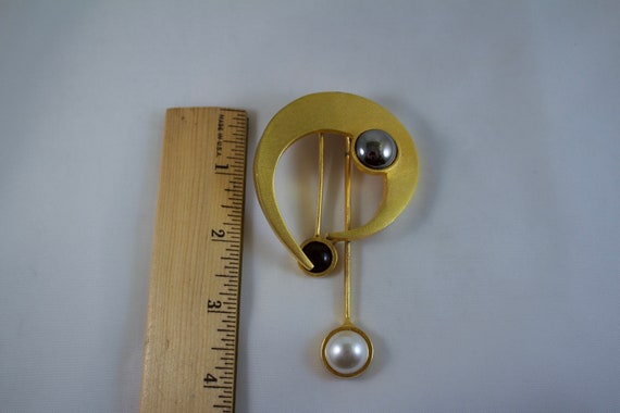 Vintage Designer Lee Wolfe 1989 Pendulum Brooch - image 2