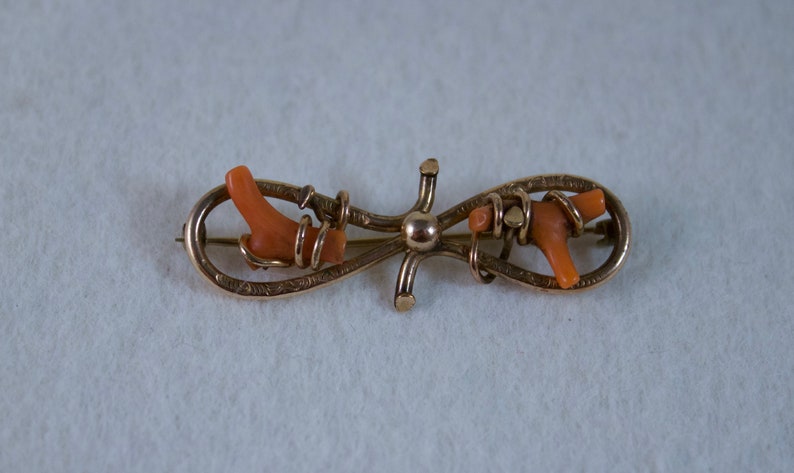 Antique Edwardian Brooch Edwardian Orange Coral 10kt Gold Filled Brooch