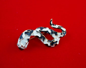 Vintage LJM Laurentian Enameled Serpent Brooch, Snake Brooch