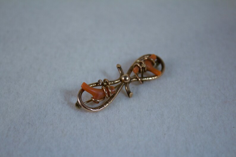 Antique Edwardian Brooch Edwardian Orange Coral 10kt Gold Filled Brooch
