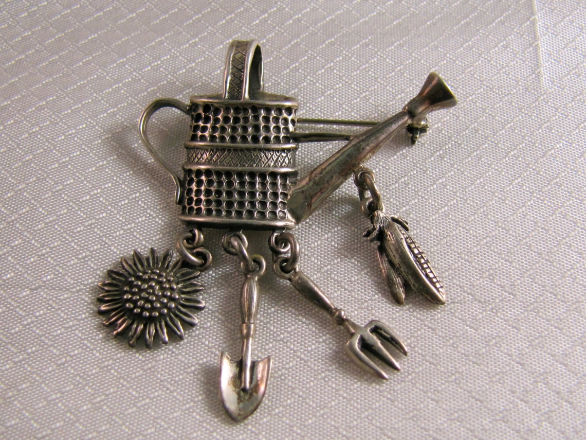 Vintage Sterling Water Can Brooch/Pendant Watercan pin Etsy