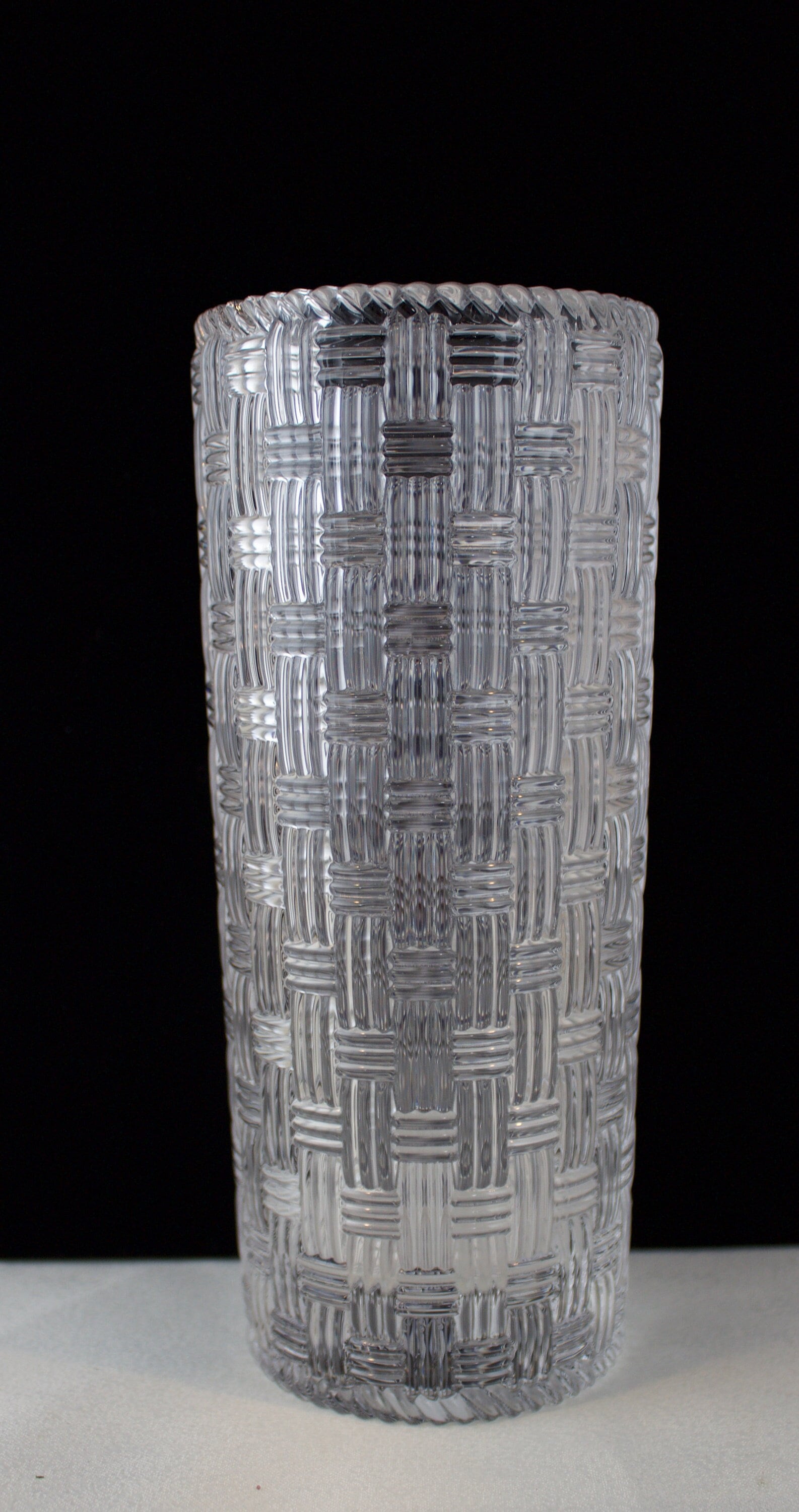Vintage Tiffany and Co. Basket Weave Crystal Vase TEAM USA