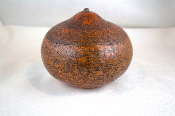 Peruvian Folk Art Storytellers Hand Carved Pictorial Gourd - Etsy