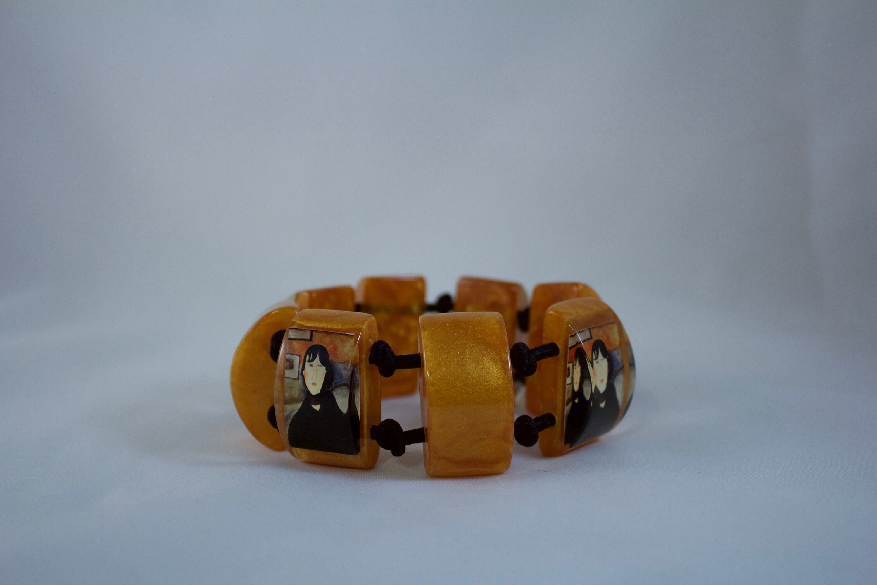 Goth Modern Portrait Wafer Bangle, Stretch Bangle Bracelet - Etsy