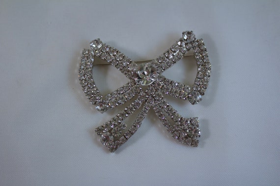 Vintage Kirks Folly Crystal Bow Brooch - image 2