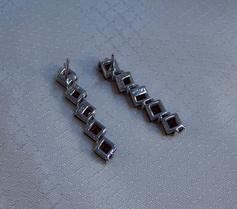 5 Stone Bali Sterling and Garnet Dangle Earrings