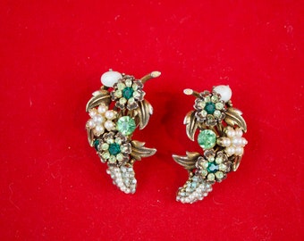 Rare 1955 Holycraft Haskell Inspired Flower Cluster Earrings