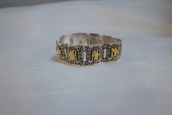 Vintage Peru Pre-columbian Sterling and 18kt Gold Figural Panel