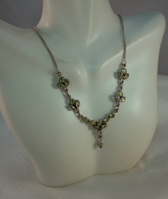 1980's Sterling Peridot Festoon Necklace