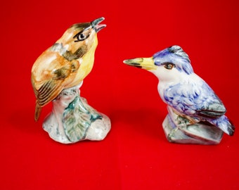 Vintage Stangl Pottery Birds Figurines, Stangl Chat Bird and Kingfisher Figurine