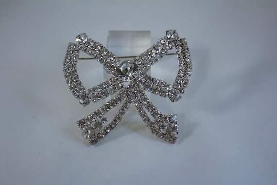 Vintage Kirks Folly Crystal Bow Brooch - image 1