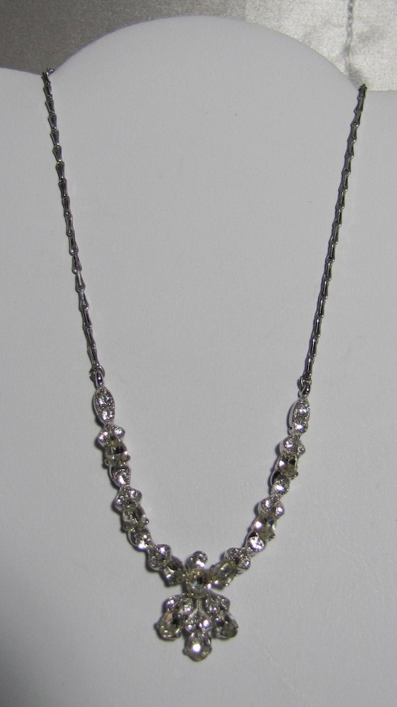 Rare 1950's Bogoff Clear Rhinestone Necklace