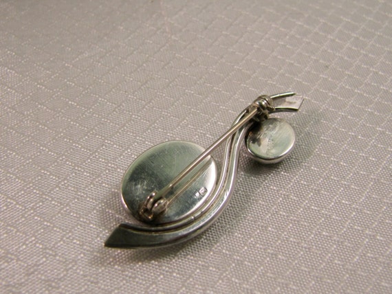 Artisan Onyx and Grey Stripped Agate Brooch - image 3