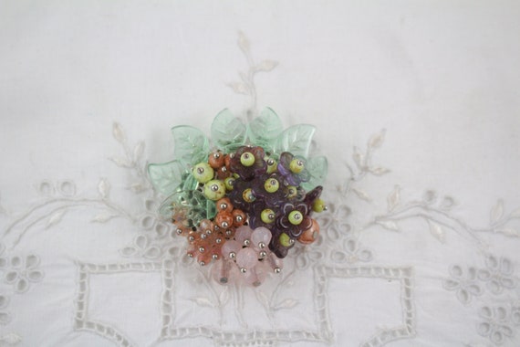 Haskell Inspired Berries and Flowers Cluster Broo… - image 1