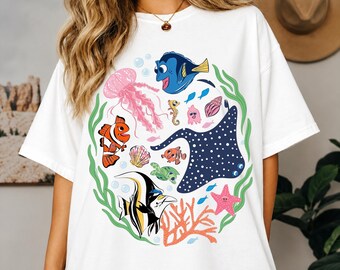 Ocean Friends Graphic T Shirt, Cute Underwater Sea Life Tee, Marine Animal Shirt, Beach Vacation Shirt, Coastal Summer Graphic Tee