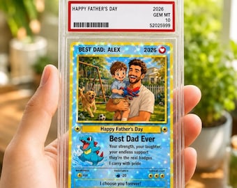Father's Day Anime Card Gift, Custom Dad Collector Card, Personalized Family Trading Card, Hologram Card for Dad, Unique Father's Day