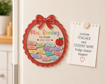 Personalized Teacher Fridge Shaker Magnet, Custom Teacher & Student Name Magnet, Back to School Classroom Gift, Teacher Keepsake