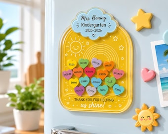 Personalized Classroom Fridge Magnet, Custom Teacher Name Magnet, Student Name Magnet, Back To School Teacher Gift, Kindergarten Decor