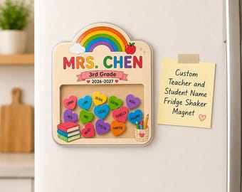 Personalized Teacher Shaker Magnet, Custom Student Name Fridge Magnet, Back to School Teacher Gift, Classroom Keepsake, Teacher Gift