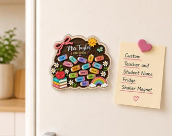 Personalized Teacher Shaker Magnet, Custom Student Name Fridge Magnet, Back to School Teacher Gift, Classroom Keepsake, Teacher Gift