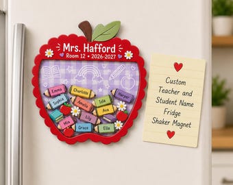 Personalized Apple Shaker Magnet, Custom Teacher and Student Name Magnet, Back to School Teacher Gift, Classroom Keepsake, Teacher Gift