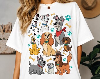 Cute Cartoon Dog Friends Shirt, Puppy Lover Graphic Tee, Dog Character T Shirt, Pet Lover Gift, Animal Friends Shirt, Cute Dog Graphic Tee