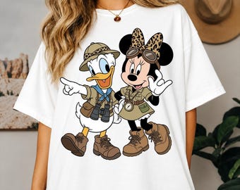 Safari Adventure Cartoon Shirt, Explorer Friends Graphic Tee, Jungle Adventure T Shirt, Travel Inspired Character Shirt, Cute Safari Tee