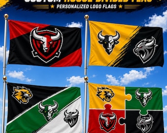 Personalized House Divided Flag Custom Sports Team Flag Split Team Garden Flag Family Rivalry Flag Custom Logo Flag Football Fan Gift