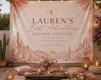 Personalized Bachelorette Party Banner, Last Chapter Backdrop, Custom Bride Name Sign, Bridal Shower Decor, Bach Weekend Photo Booth Banner