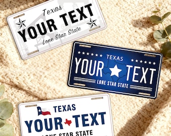 Vintage Texas License Plate, Retro Lone Star Plate, Personalized Metal Car Tag, Garage Man Cave Decor, Texas Souvenir Gift, Western Style