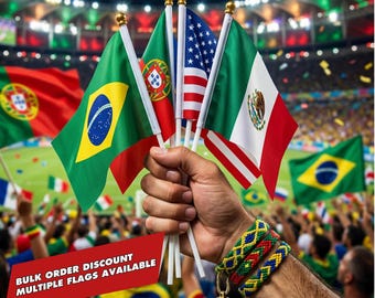 Handheld Stick Flags Small Hand Waving Country Flags Sports Event Party Parade Festival Decoration Football Soccer Fan Support Flags 14x21cm