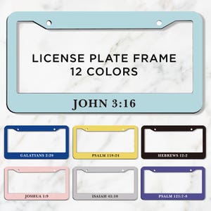 Personalized License Plate Frame with Bible Verse Christian Car Accessory Personalized Scripture Auto Tag Religious Faith Gift for Him