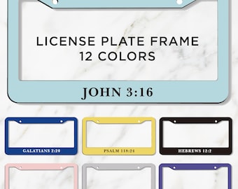 Personalized License Plate Frame with Bible Verse Christian Car Accessory Personalized Scripture Auto Tag Religious Faith Gift for Him