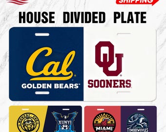 Custom House Divided License Plate, Split Team Car Tag, Personalized Two Teams, Rival Fans Gift, Sports House Divided Plate for Car or Home