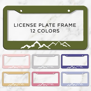 Custom License Plate Frame, Mountain Design, Hiking Car Accessory, Cute Car Accessory, License Plate Cover, Personalized Car Gift