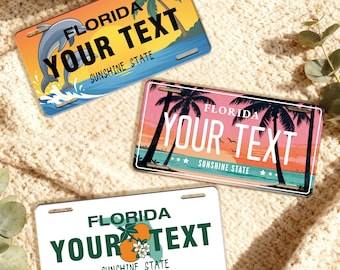 Florida Custom License Plate, Personalized FL Souvenir Plate, Home or Car Decor Gift, Wall Sign for Travel Lovers, Text Tag, State Keepsake