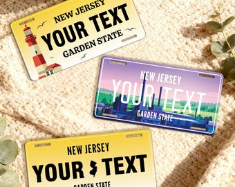Custom New Jersey License Plate, Personalized New Jersey State Plate, Text Car Tag, NJ State Decor, Travel Souvenir Gift, USA Custom Plate