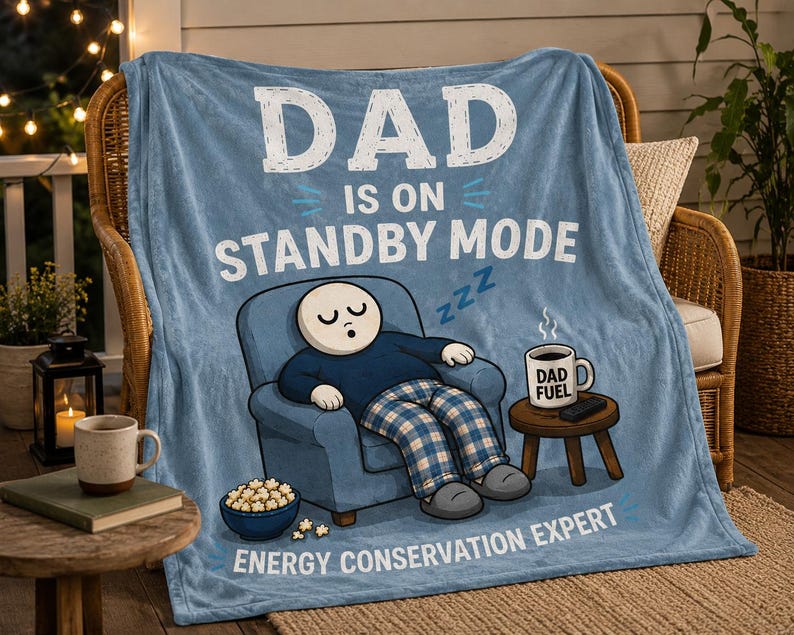 Blanket Funny Birthday Gift for Dad Husband Throw Blanket Dad Is On Standby Mode Cozy Blanket Gift for Dad Gift Idea Father Birthday Gift image 6