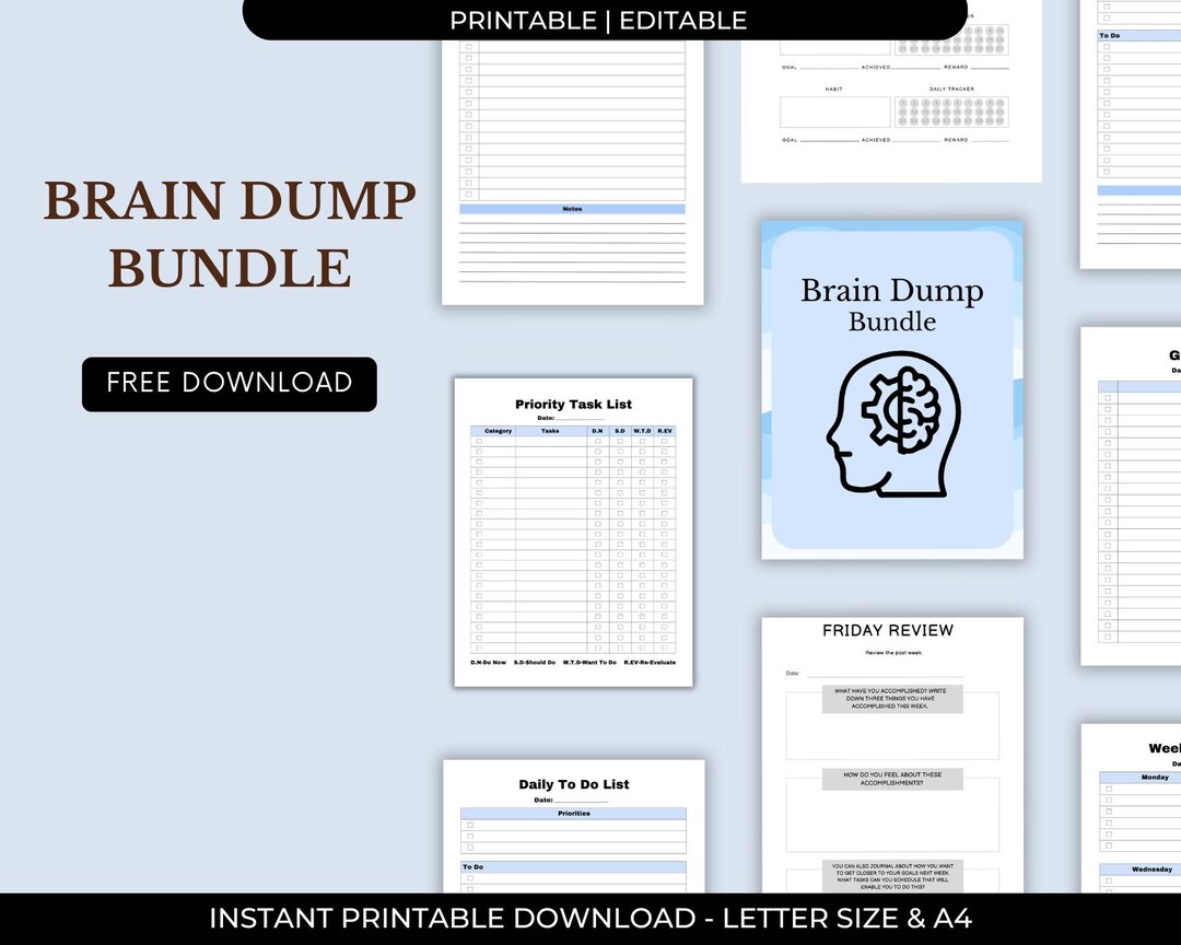 Brain Dump Journal, Thought Organization Planner, Mental Clarity ...