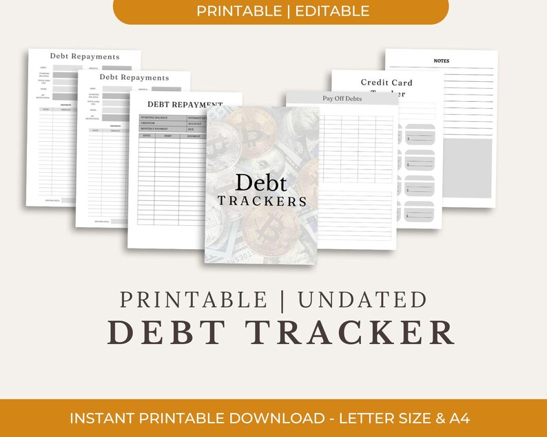 Debt Tracker: Financial Goal Worksheet (editable and Printable Digital ...
